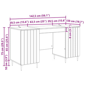 Γραφείο με ράφι Μαύρο 142,5 x 50 x 75 εκ. Επεξεργασμένο Ξύλο - Pakobazaar