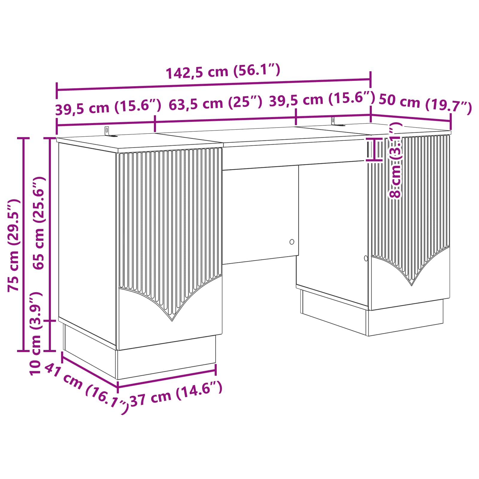 Γραφείο με ράφι Καπνισμένο Ξύλο Δρυός 142,5 x 50 x 75 εκ. - Pakobazaar