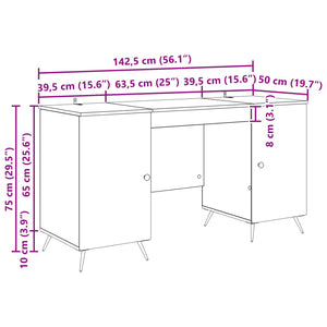 Γραφείο με ράφι Μαύρο 142,5 x 50 x 75 εκ. Επεξεργασμένο Ξύλο - Pakobazaar