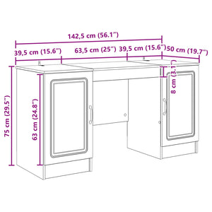 Γραφείο με ράφι Μαύρο 142,5 x 50 x 75 εκ. Επεξεργασμένο Ξύλο - Pakobazaar