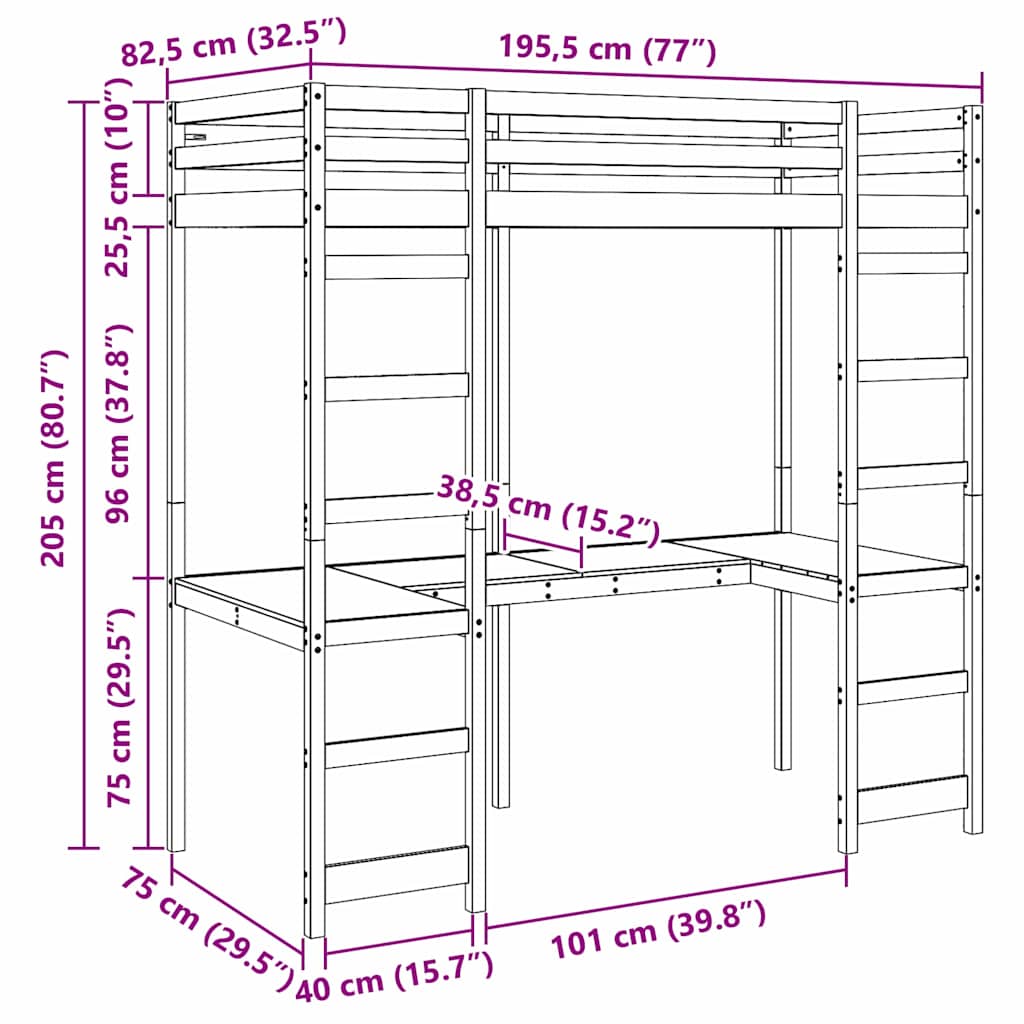 Σκελετός κρεβατιού σοφίτας Φυσικό 75 x 190 cm - Pakobazaar