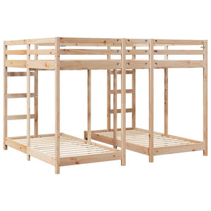Σκελετός Κουκέτας Τριών Επιπέδων Καφέ 160 x 200 cm