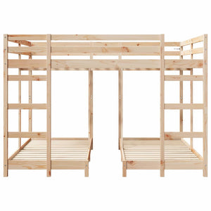 Σκελετός Κουκέτας Τριών Επιπέδων Καφέ 160 x 200 cm