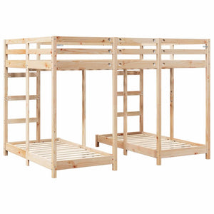 Σκελετός Κουκέτας Τριών Επιπέδων Καφέ 140 x 200 cm