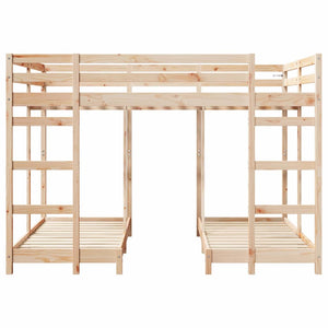 Σκελετός Κουκέτας Τριών Επιπέδων Καφέ 140 x 200 cm