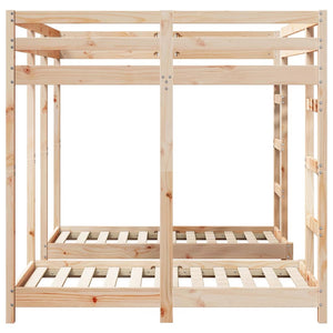 Σκελετός Κουκέτας Τριών Επιπέδων Καφέ 140 x 200 cm