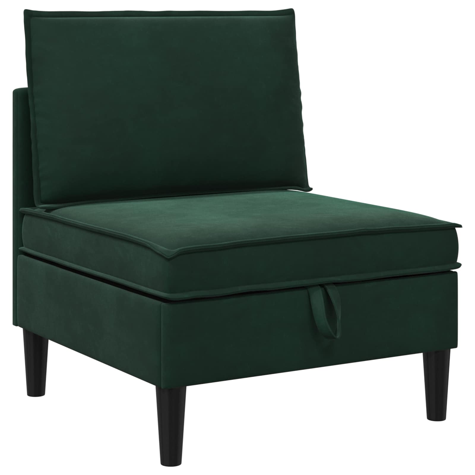 Μεσαίος Καναπές με Αποθήκη Σκούρο Πράσινο Βελούδο - Pakobazaar