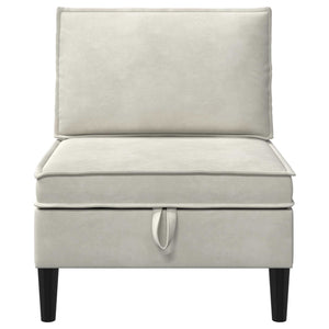 Μεσαίος Καναπές με Αποθήκη Κρεμ Βελούδο - Pakobazaar