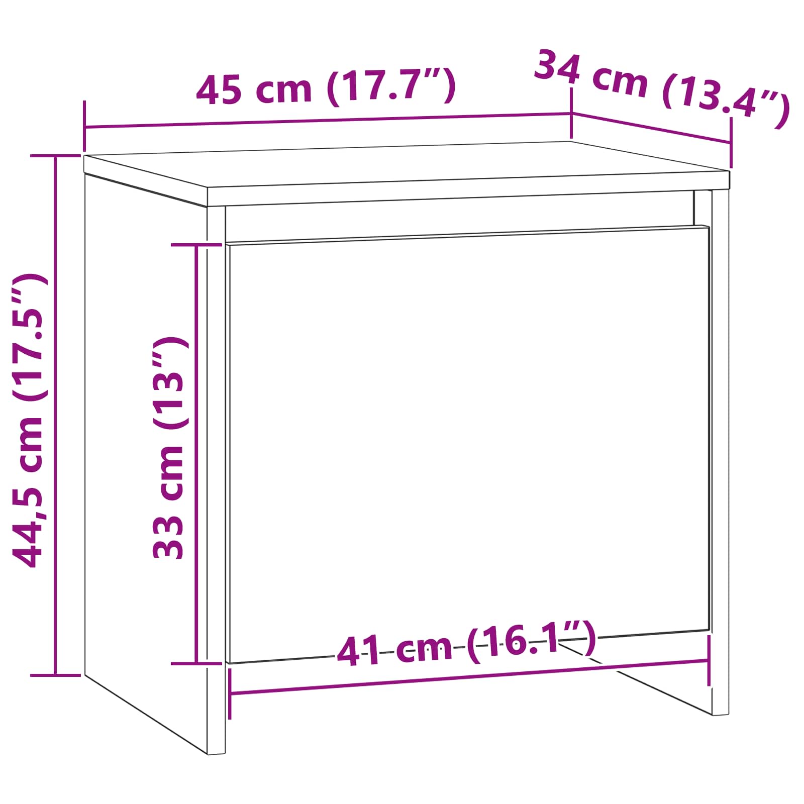 Κομοδίνο Μαύρη Οξυά 45 x 34 x 44,5 εκ Επεξεργασμένο ξύλο
