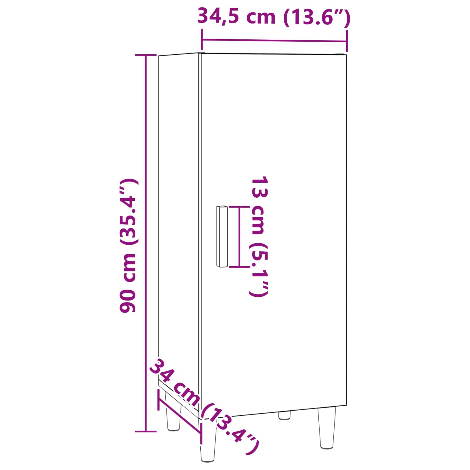 Πλαϊνό γραφείο Παλιό Ξύλο 34,5 x 34 x 90 εκ. Επεξεργασμένο ξύλο