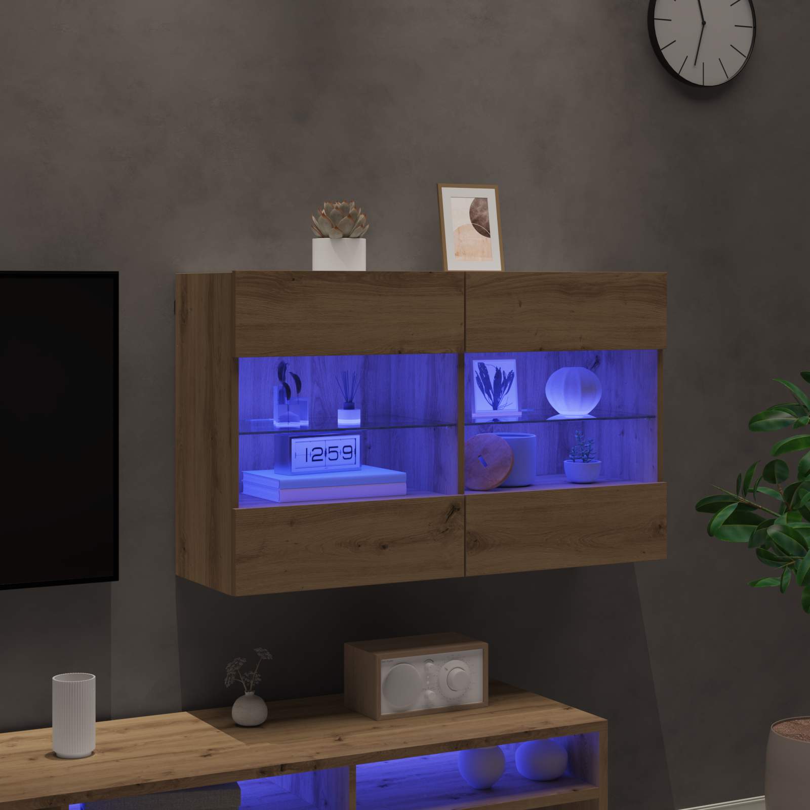 Ντουλάπι Τηλεόρασης Τοίχου Artisan Oak 98,5 x 30 x 60,5 εκ - Pakobazaar