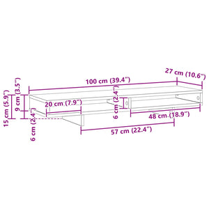 Βάση Μόνιτορ με ράφι Μαύρο 100 x 27 x 15 cm Επεξεργασμένο ξύλο - Pakobazaar