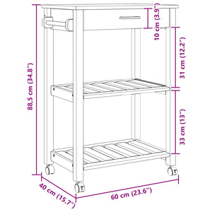 Καρότσι Κουζίνας MONZA Μαύρο 60 x 40 x 88,5 εκ - Pakobazaar
