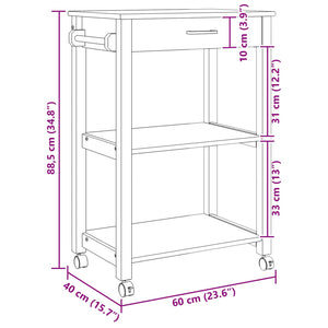 Καρότσι Κουζίνας MONZA Μαύρο 60 x 40 x 88,5 εκ - Pakobazaar