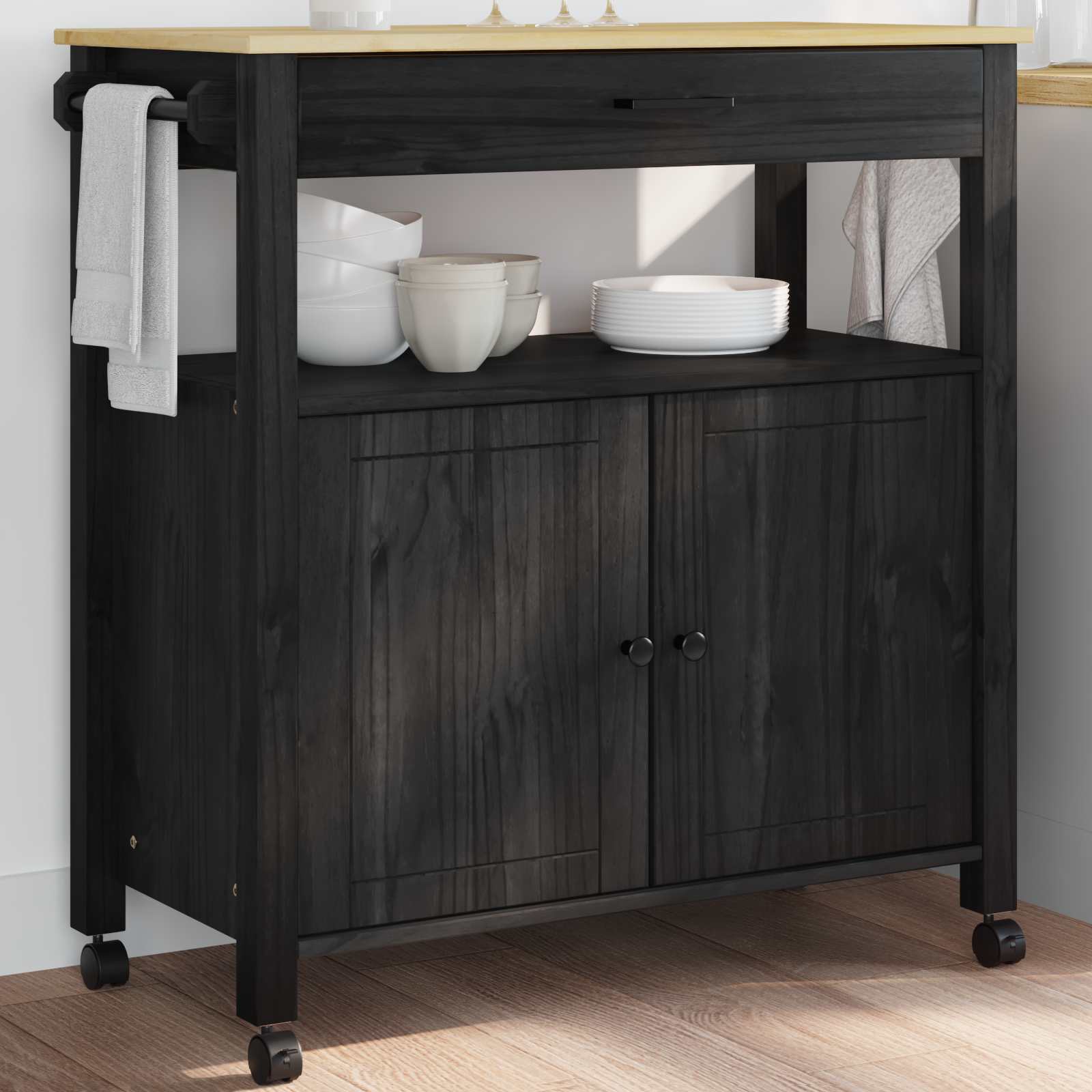 Καρότσι Κουζίνας MONZA Μαύρο 84 x 40 x 88,5 εκ. - Pakobazaar