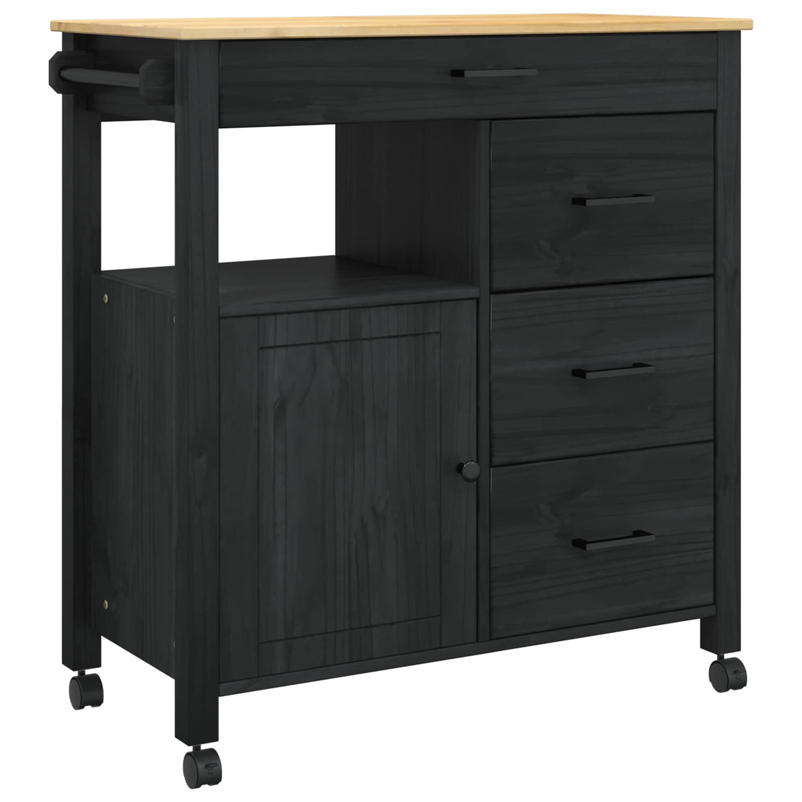 Καρότσι Κουζίνας MONZA Μαύρο 84 x 40 x 88,5 εκ. - Pakobazaar