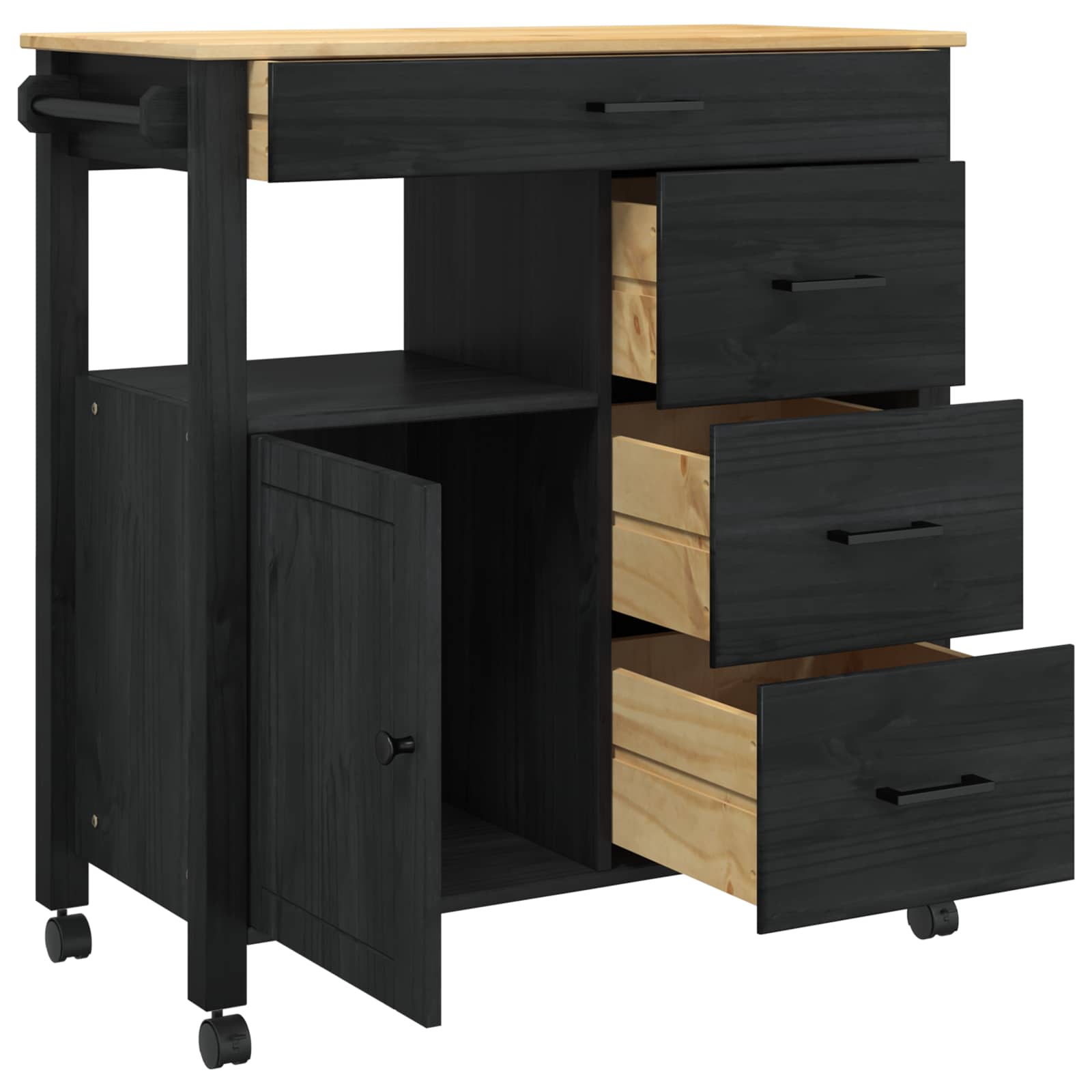 Καρότσι Κουζίνας MONZA Μαύρο 84 x 40 x 88,5 εκ. - Pakobazaar