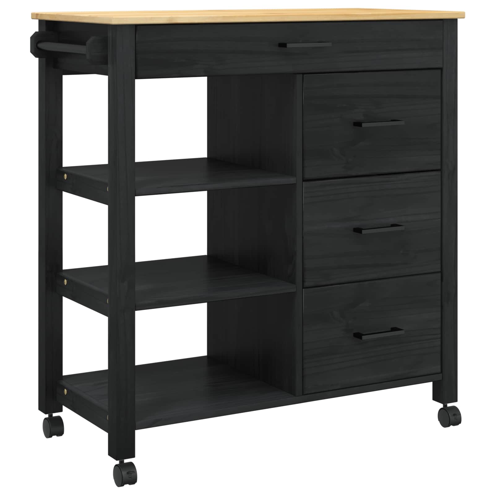 Καρότσι Κουζίνας MONZA Μαύρο 84 x 40 x 88,5 εκ. - Pakobazaar