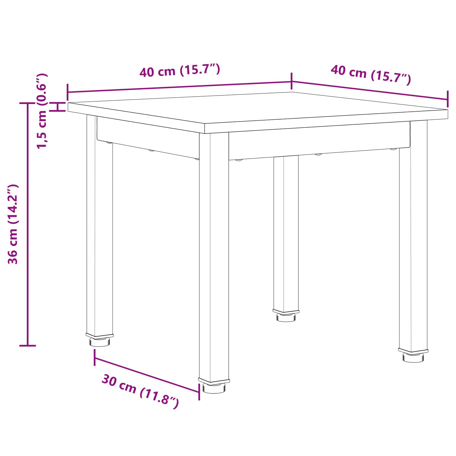Τραπεζάκι σαλονιού Λευκό 40 x 40 x 36 cm Στερεά ξυλεία πεύκου