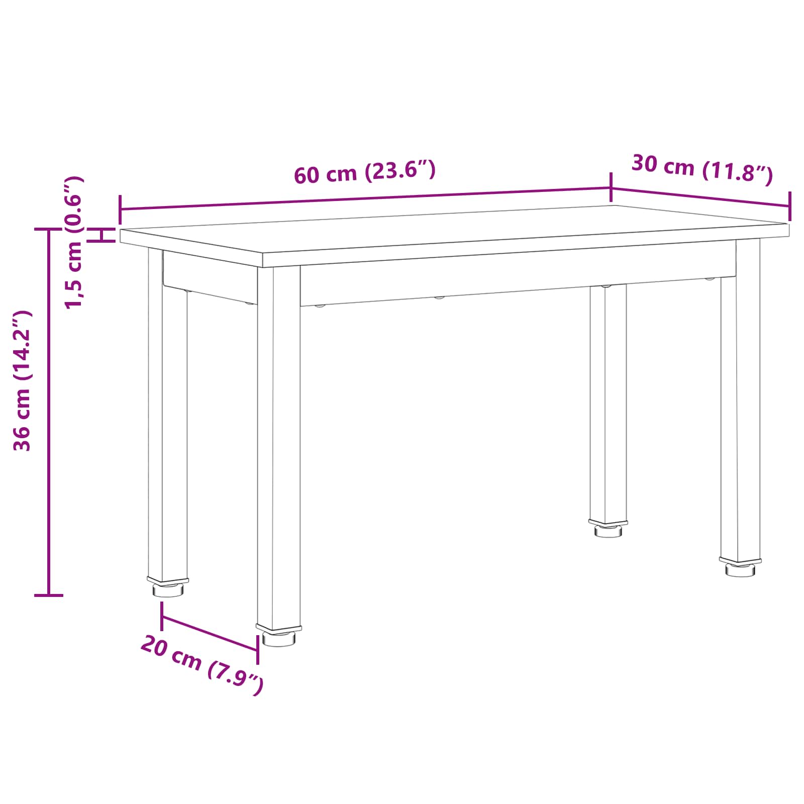 Τραπεζάκι σαλονιού Λευκό 60 x 30 x 36 cm Στερεά ξυλεία πεύκου