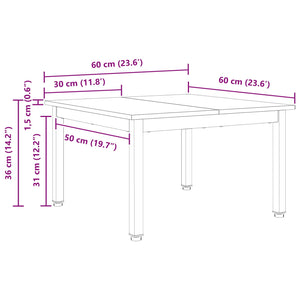 Τραπεζάκι σαλονιού Φυσικό 60 x 60 x 36 cm Στερεά ξυλεία πεύκου