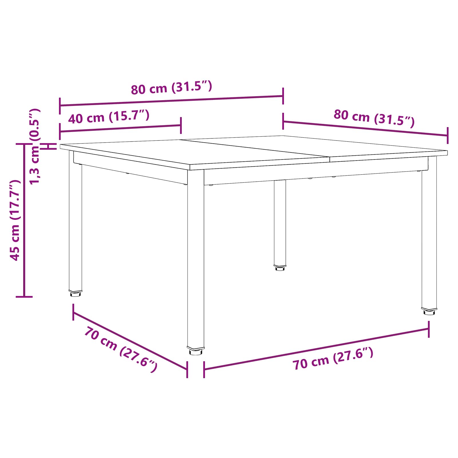 Τραπεζάκι σαλονιού Φυσικό 80 x 80 x 45 cm Στερεά ξυλεία πεύκου