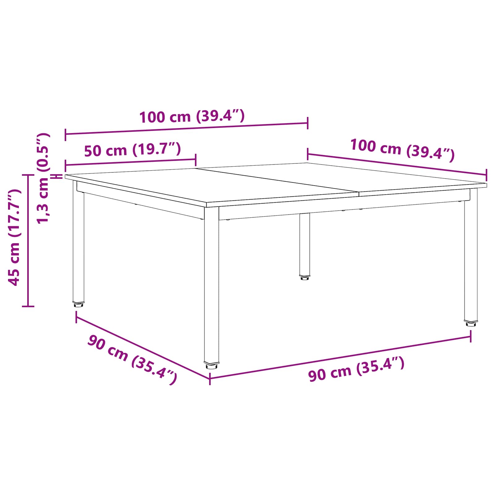 Τραπεζάκι σαλονιού Λευκό 100 x 100 x 45 cm Στερεά ξυλεία πεύκου