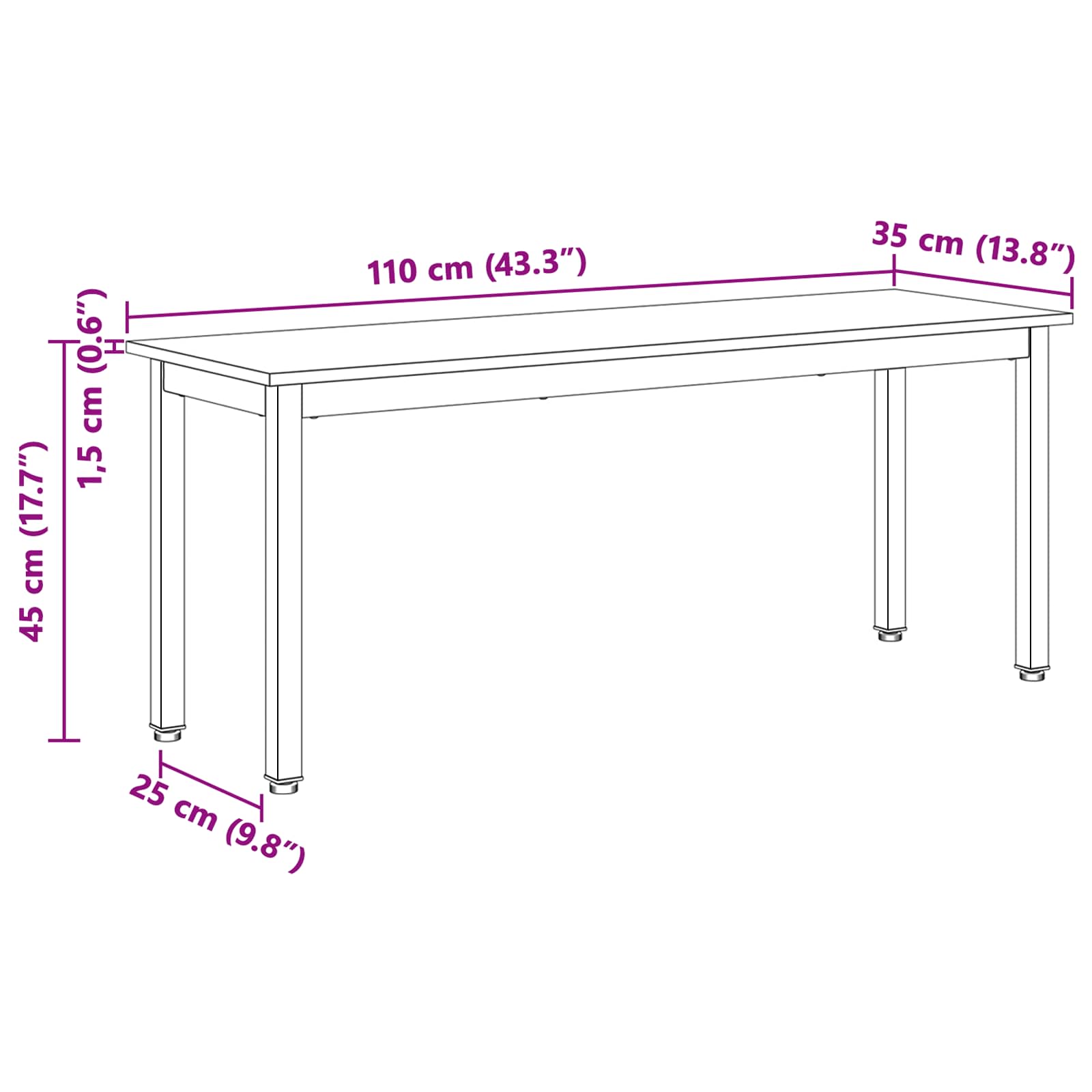 παγκάκι Φυσικό 110 x 35 x 45 cm Στερεά ξυλεία πεύκου