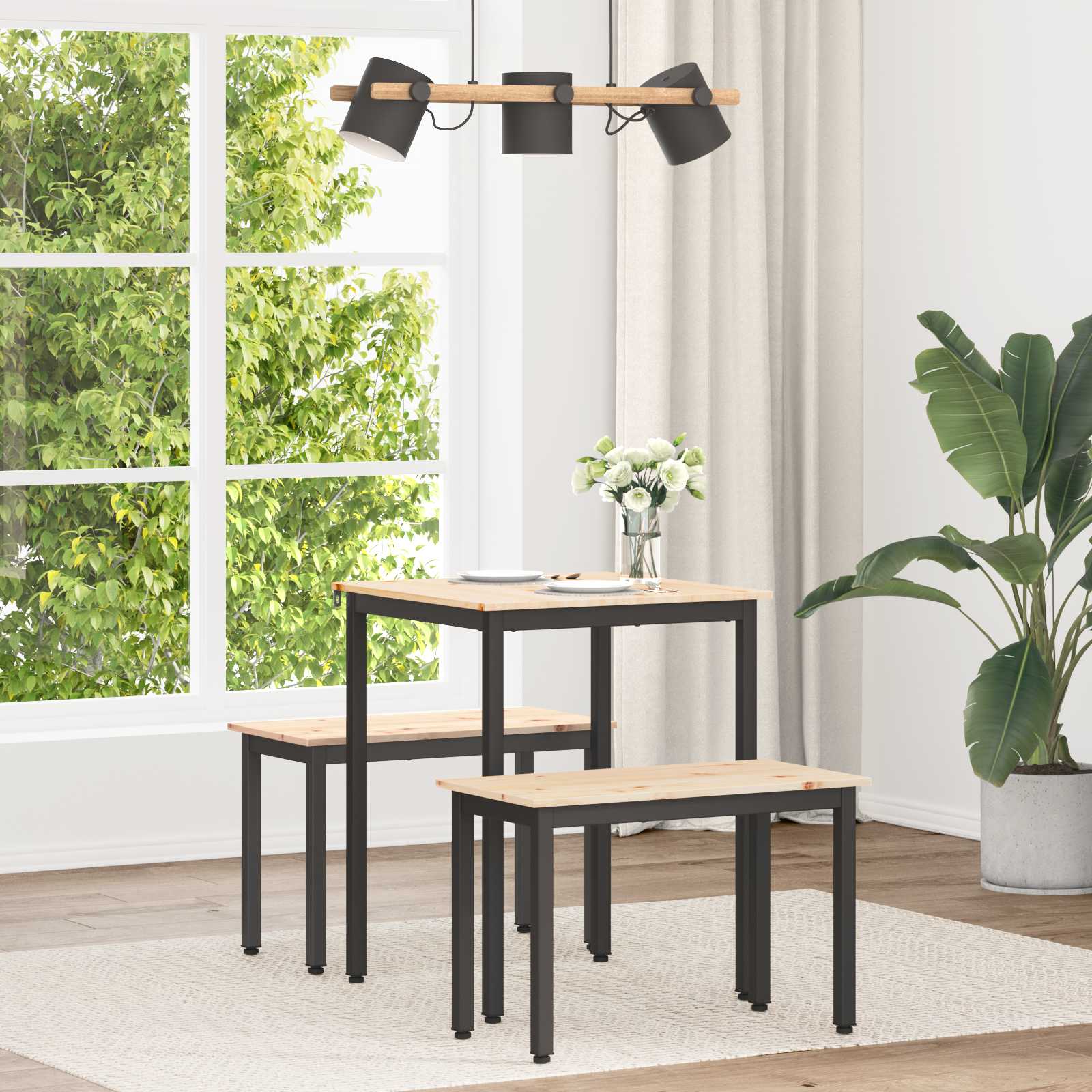 Τραπεζαρία Φυσικό 60 x 60 x 75 cm Στερεά ξυλεία πεύκου - Pakobazaar