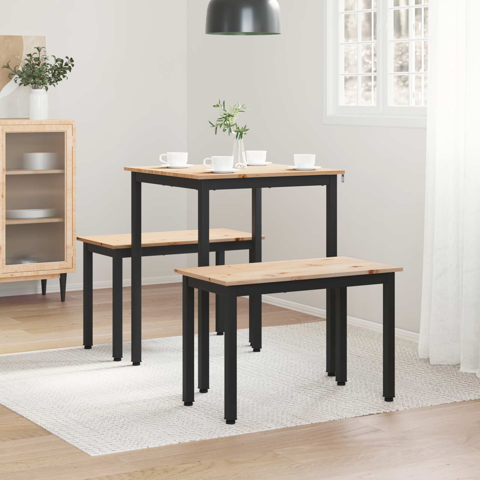 Τραπεζαρία Φυσικό 60 x 60 x 75 cm Στερεά ξυλεία πεύκου - Pakobazaar