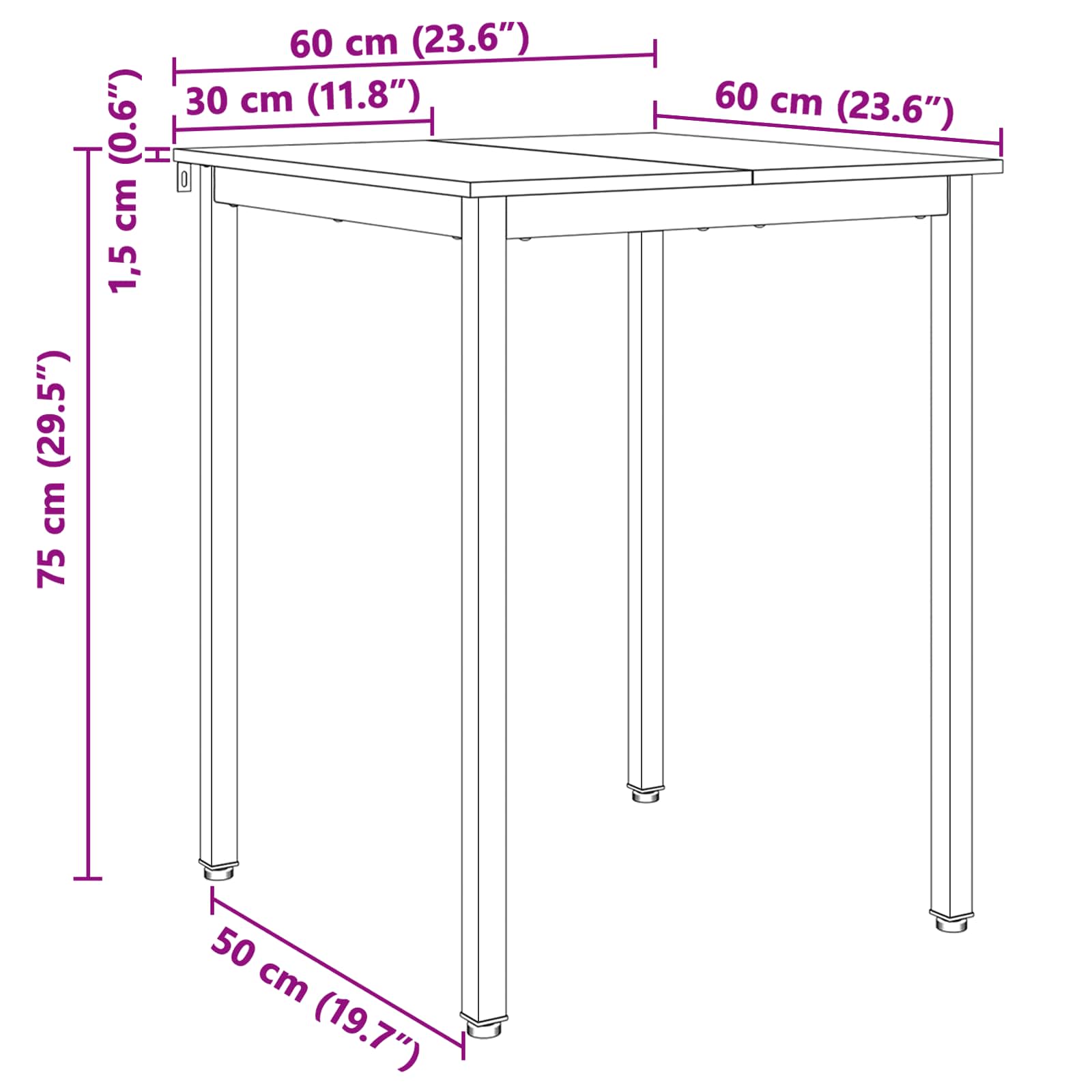 Τραπεζαρία Φυσικό 60 x 60 x 75 cm Στερεά ξυλεία πεύκου - Pakobazaar