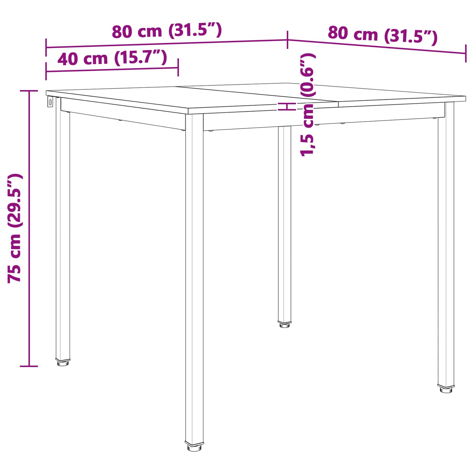Τραπεζαρία Φυσικό 80 x 80 x 75 cm Στερεά ξυλεία πεύκου