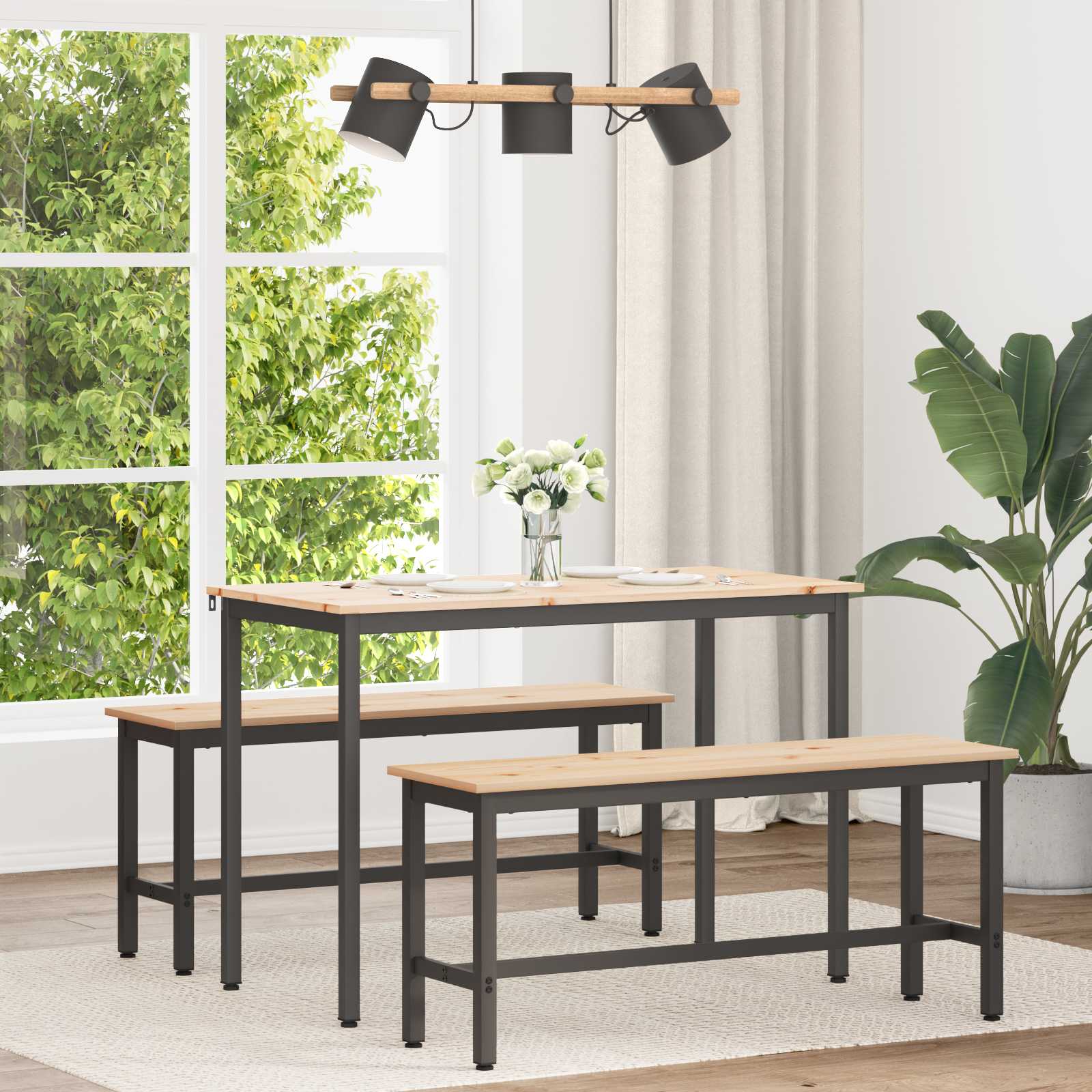 Τραπεζαρία Φυσικό 110 x 55 x 75 cm Στερεά ξυλεία πεύκου - Pakobazaar