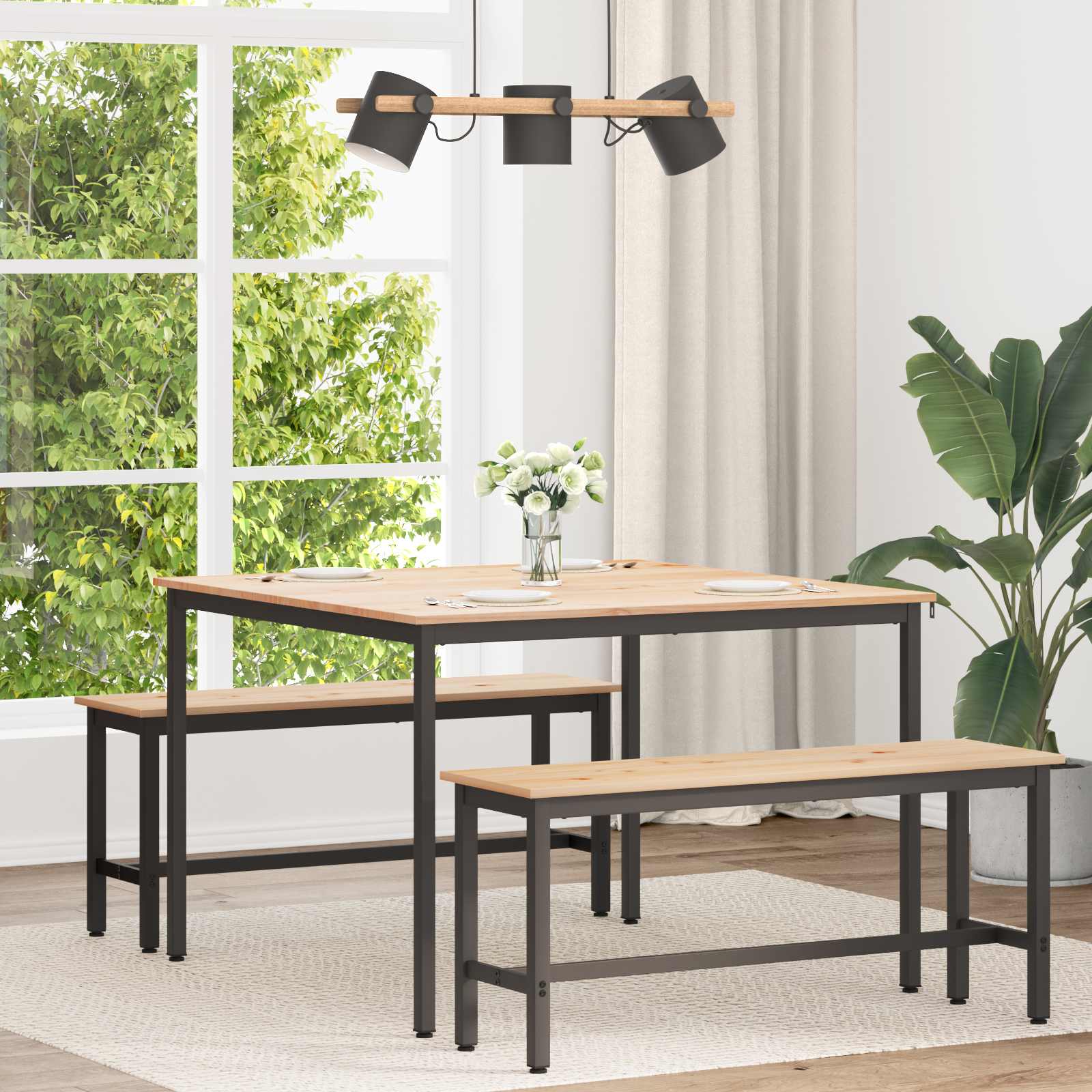 Τραπεζαρία Φυσικό 110 x 110 x 75 cm Στερεά ξυλεία πεύκου - Pakobazaar
