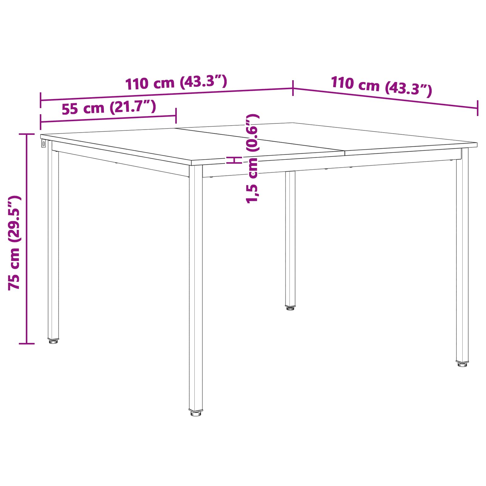 Τραπεζαρία Φυσικό 110 x 110 x 75 cm Στερεά ξυλεία πεύκου - Pakobazaar