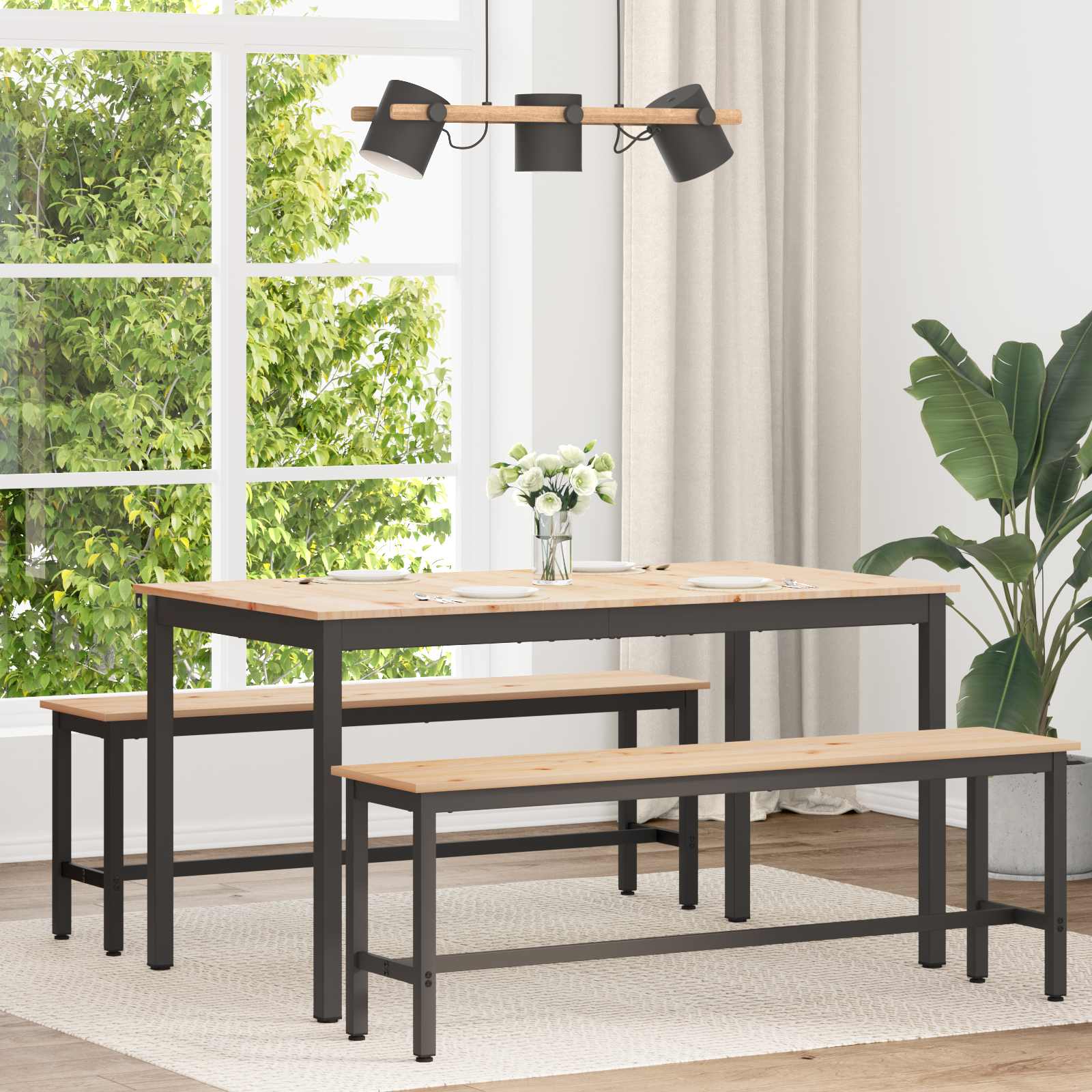 Τραπεζαρία Φυσικό 140 x 80 x 75 cm Στερεά ξυλεία πεύκου - Pakobazaar