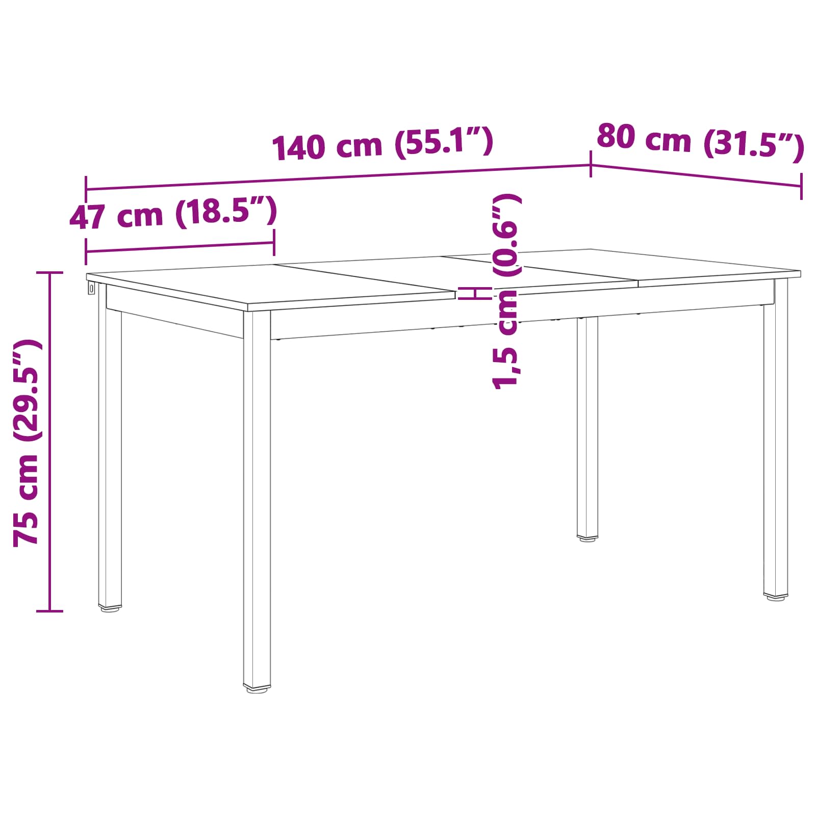Τραπεζαρία Φυσικό 140 x 80 x 75 cm Στερεά ξυλεία πεύκου - Pakobazaar