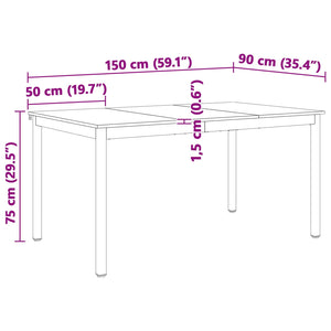 Τραπεζαρία Λευκό 150 x 90 x 75 cm Στερεά ξυλεία πεύκου - Pakobazaar