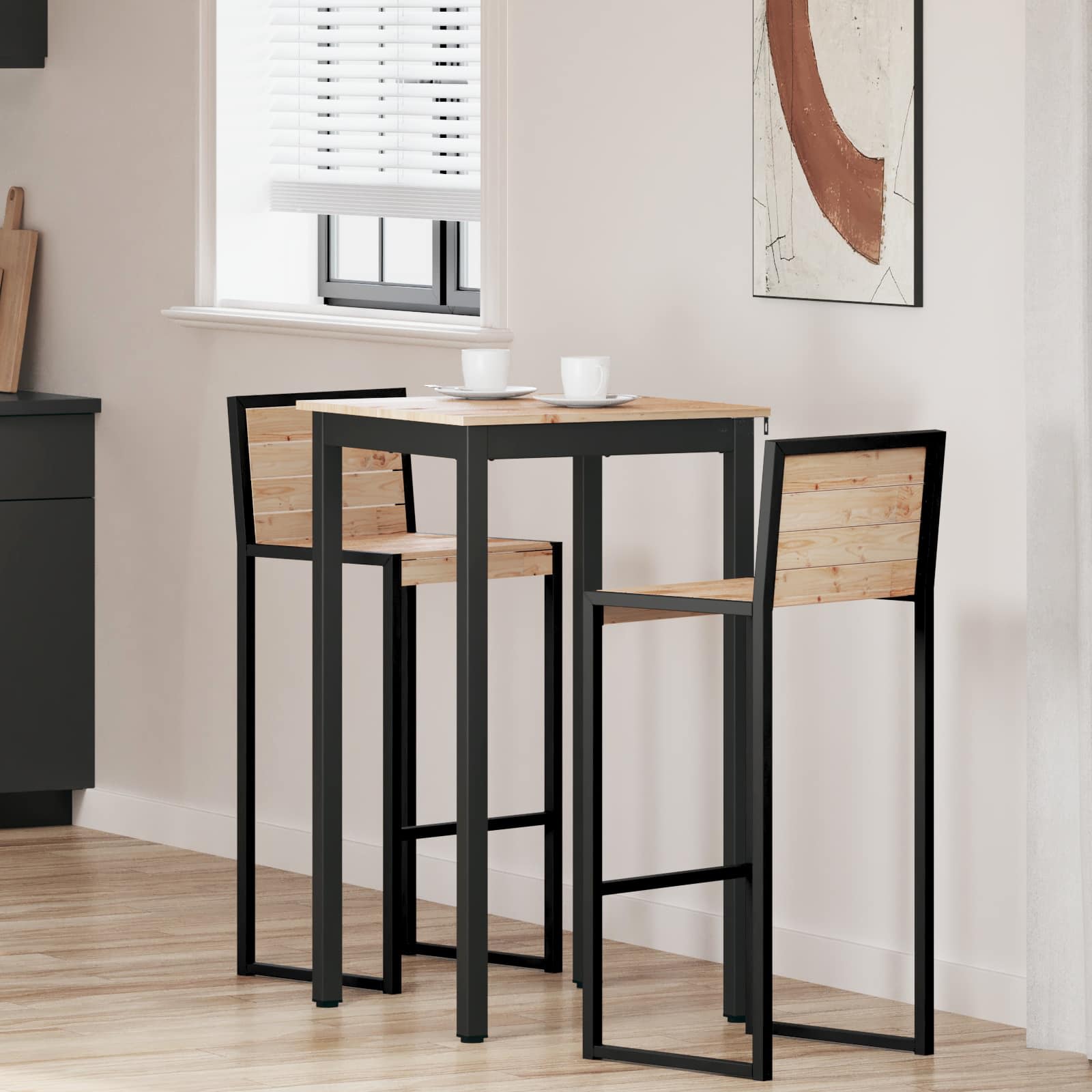 Τραπέζι μπαρ 60 x 60 x 105 cm Στερεά ξυλεία πεύκου Φυσικό