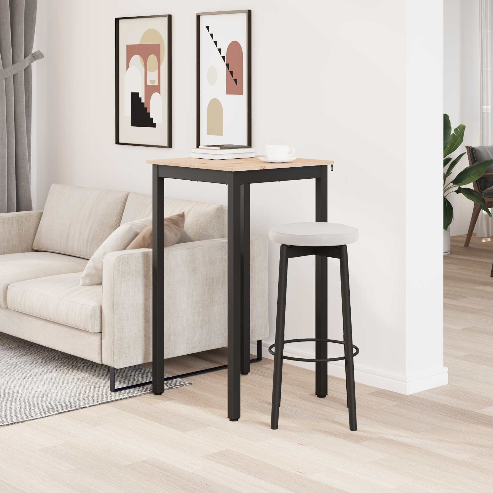 Τραπέζι μπαρ 60 x 60 x 105 cm Στερεά ξυλεία πεύκου Φυσικό