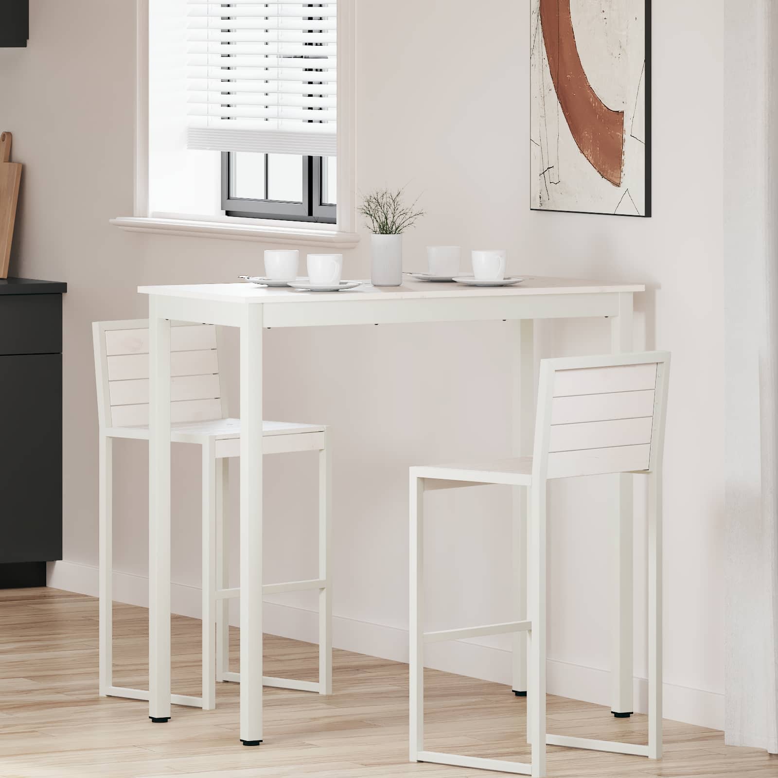 Τραπέζι μπαρ Λευκό 110 x 55 x 105 εκ. Στερεά ξυλεία πεύκου - Pakobazaar