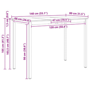Τραπέζι μπαρ Φυσικό 140 x 80 x 105 εκ. Στερεά ξυλεία πεύκου