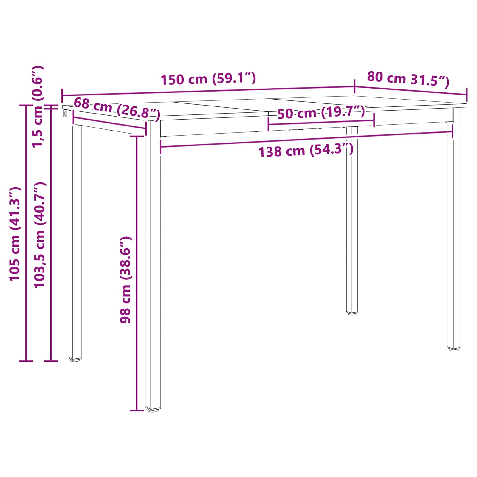 Τραπέζι μπαρ Φυσικό 150 x 80 x 105 εκ. Στερεά ξυλεία πεύκου