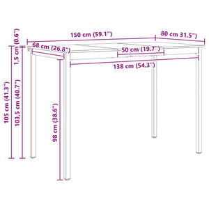 Τραπέζι μπαρ 150 x 80 x 105 εκ. Στερεά ξυλεία πεύκου Φυσικό