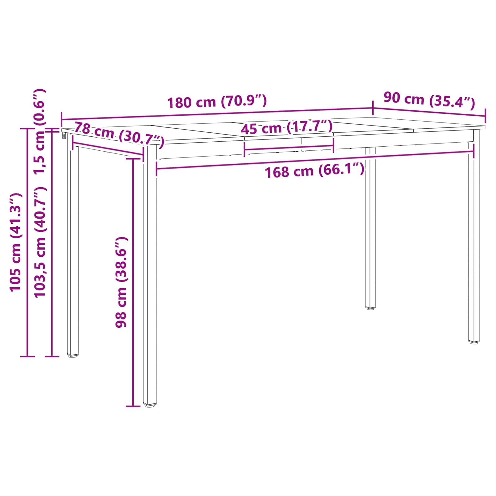 Τραπέζι μπαρ Φυσικό 180 x 90 x 105 εκ. Στερεά ξυλεία πεύκου
