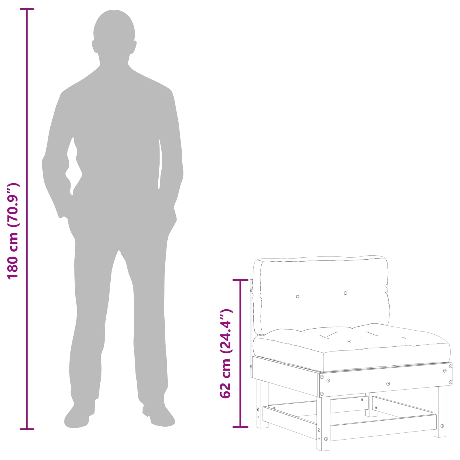 Καναπές Κήπου μεσαίου μεγέθους Στερεό πεύκο Κερωμένο Καφέ - Pakobazaar