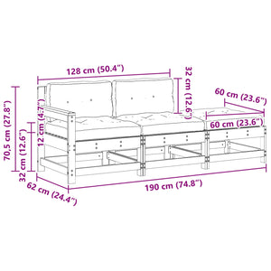 Ενοποιημένες καναπέδες Κερωμένο Καφέ 190 x 62 x 70,5 εκ - Pakobazaar