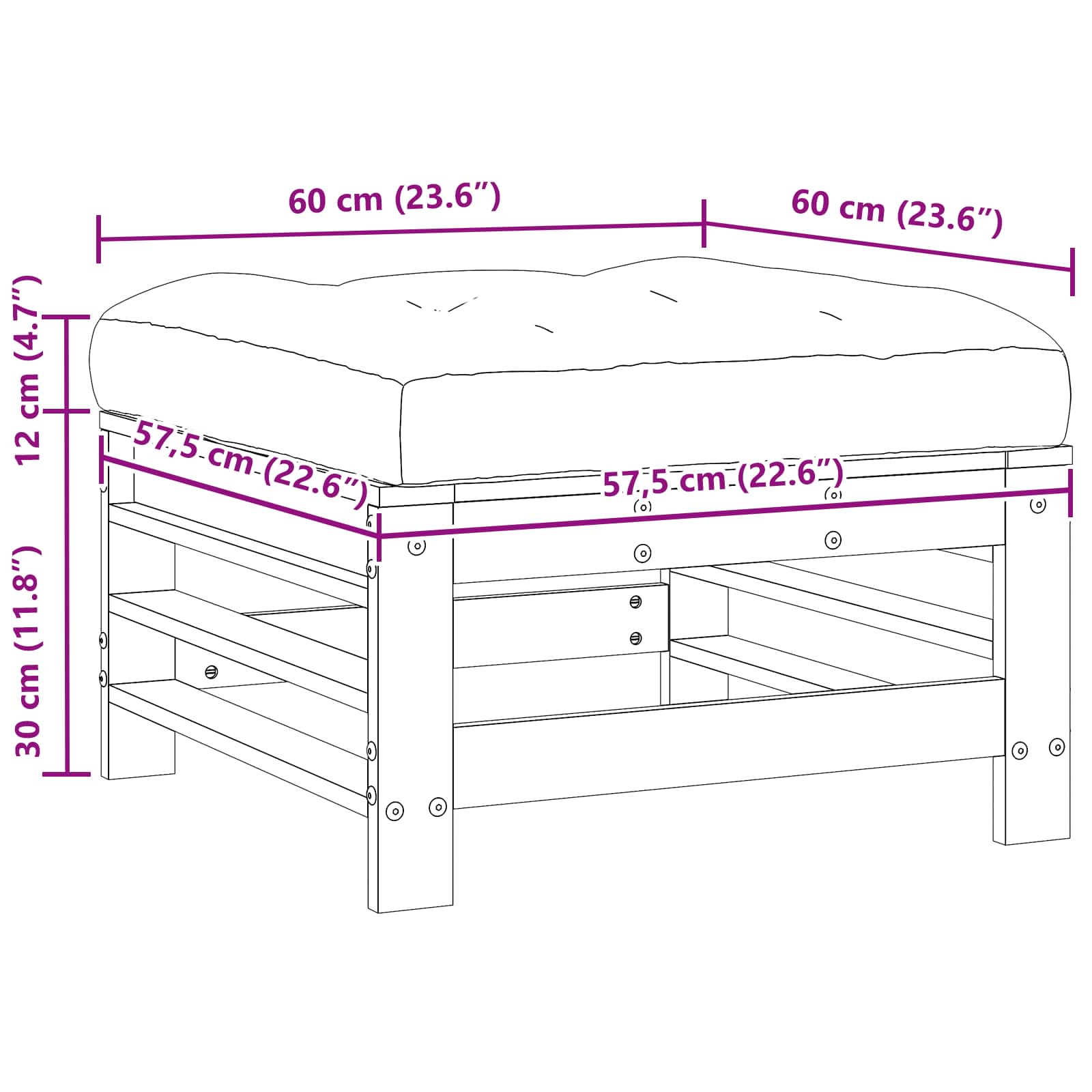 Υποπόδιο κήπου Στερεό πεύκο Κερωμένο Καφέ - Pakobazaar