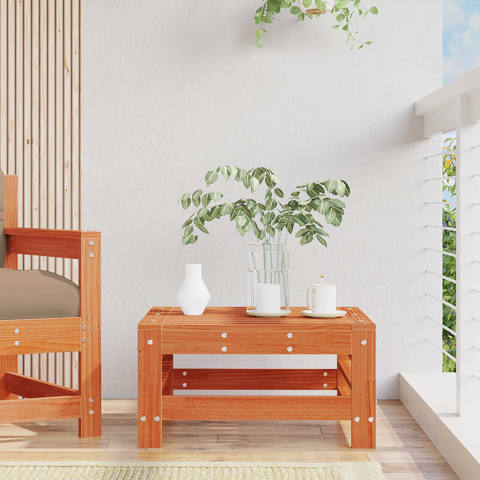 Υποπόδιο κήπου Στερεό πεύκο Κερωμένο Καφέ 57,5 x 57,5 x 30 εκ - Pakobazaar