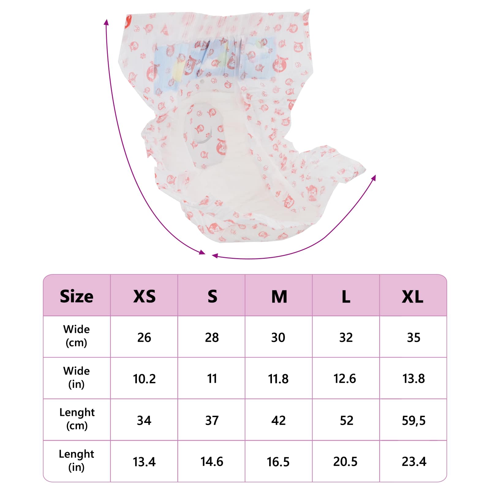 Μίας χρήσης πάνα σκύλου θηλυκή 50 pcs Λευκός S - Pakobazaar